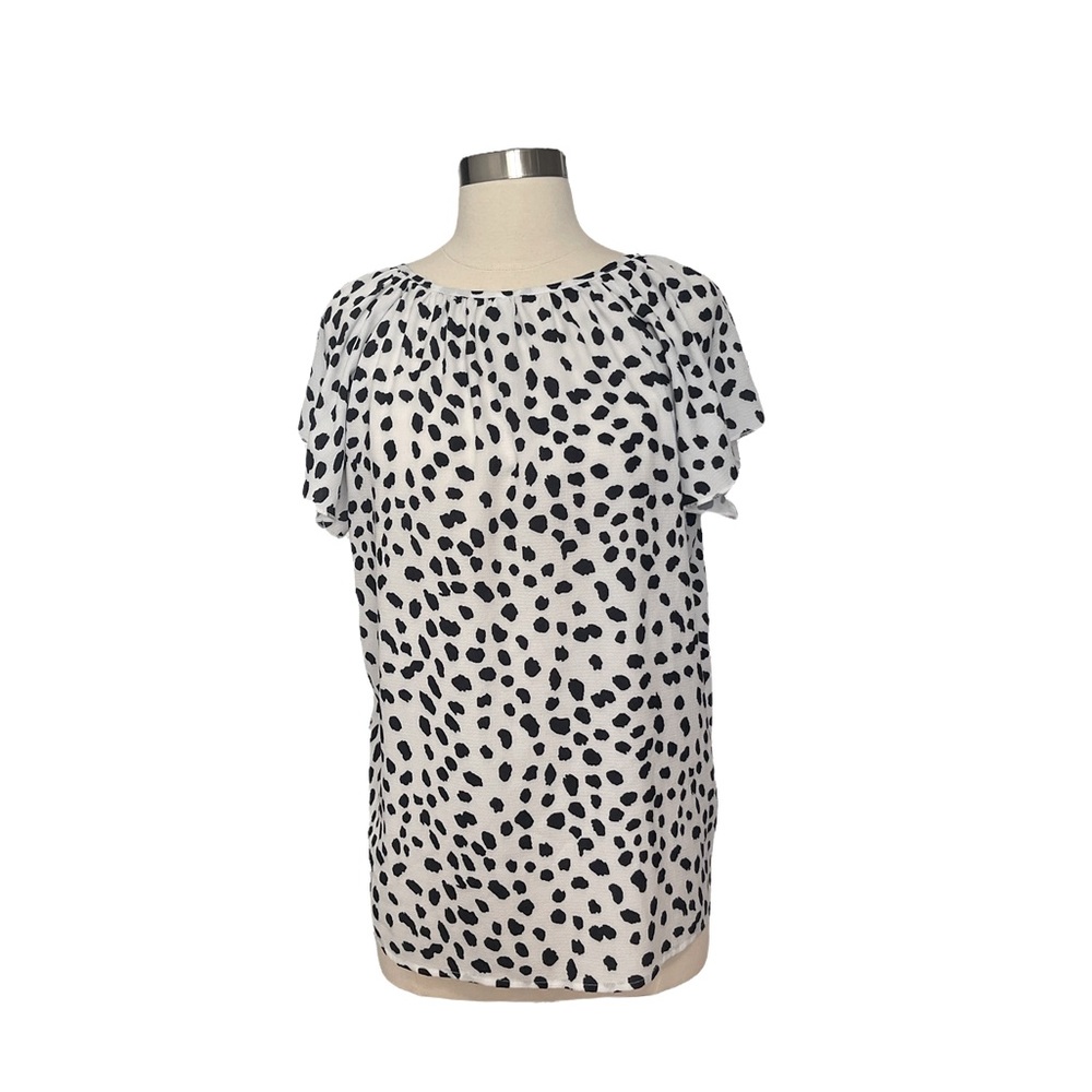 Simple Fun Blouse Top Size Large  Black & White in Color